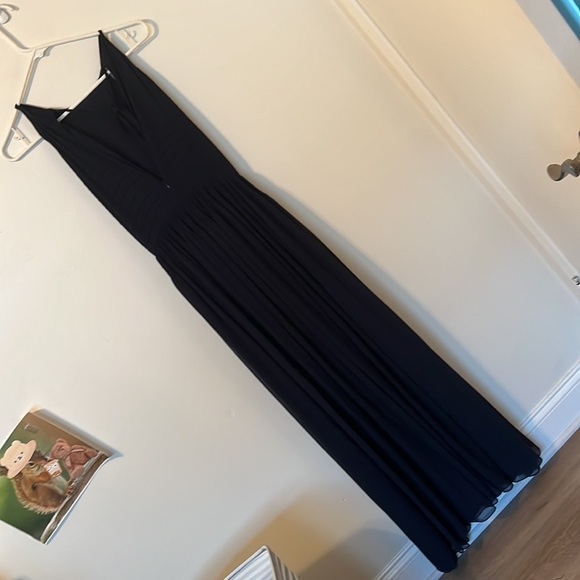 French Connection halter dress, split back, semi sheer sweep in navy blue Size 6 - Picture 11 of 11